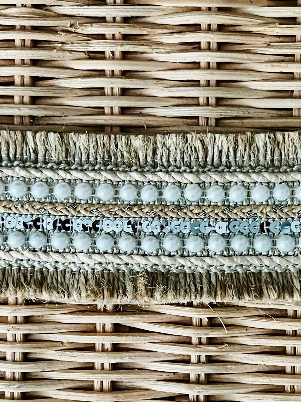 NWT Haute Hippie Style Boho Pearl & Sequin Woven Belt - Picture 5 of 8